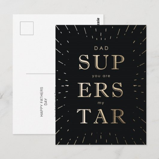 Faux Gold Foil Papa is Superstar Vaderdag Briefkaart (Voorkant / Achterkant)