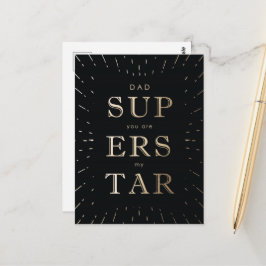 Faux Gold Foil Papa is Superstar Vaderdag Briefkaart