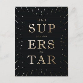Faux Gold Foil Papa is Superstar Vaderdag Briefkaart