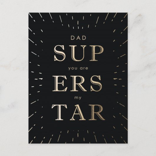 Faux Gold Foil Papa is Superstar Vaderdag Briefkaart (Voorkant)