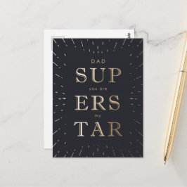 Faux Gold Foil Papa is Superstar Vaderdag Briefkaart