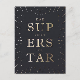Faux Gold Foil Papa is Superstar Vaderdag Briefkaart