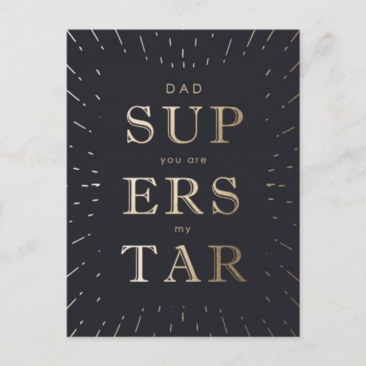 Faux Gold Foil Papa is Superstar Vaderdag Briefkaart (Voorkant)