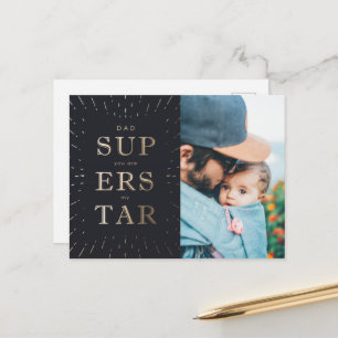 Faux Gold Foil Papa is Superstar Vaderdag Briefkaart