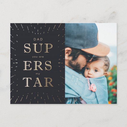 Faux Gold Foil Papa is Superstar Vaderdag Briefkaart (Voorkant)