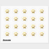 Faux Gold Foil Paw Print Classic Round Sticker (Vel)