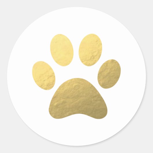 Faux Gold Foil Paw Print Classic Round Sticker (Voorkant)