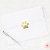 Faux Gold Foil Paw Print Classic Round Sticker (Envelop)