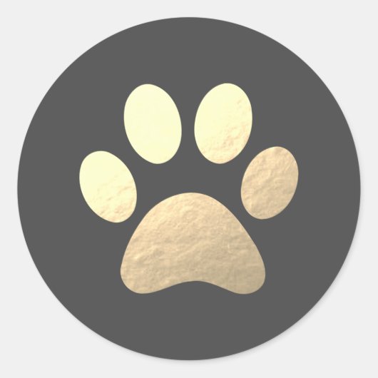 Faux Gold Foil Paw Print Classic Round Sticker (Voorkant)