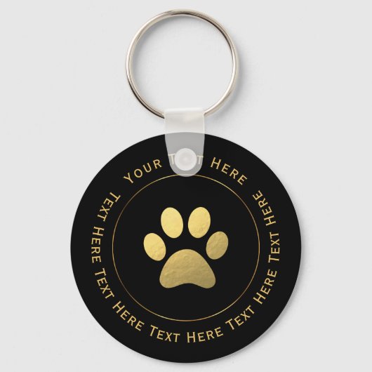 Faux Gold Foil Paw Print Sleutelhanger (Voorkant)