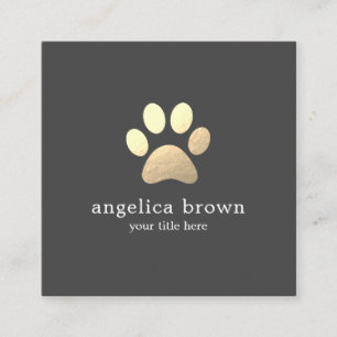 Faux Gold Foil Paw Print Square Visitekaartje