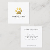 Faux Gold Foil Paw Print Vierkante Visitekaartje (Voorkant / Achterkant)