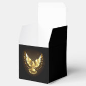Faux Gold Foil Peace Dove op Zwart Bedankdoosjes (Geopend)