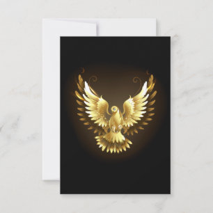 Faux Gold Foil Peace Dove op Zwart Bedankkaart