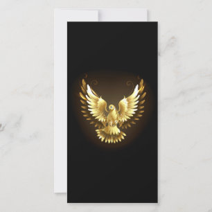 Faux Gold Foil Peace Dove op Zwart Bedankkaart