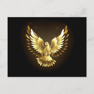 Faux Gold Foil Peace Dove op Zwart Briefkaart