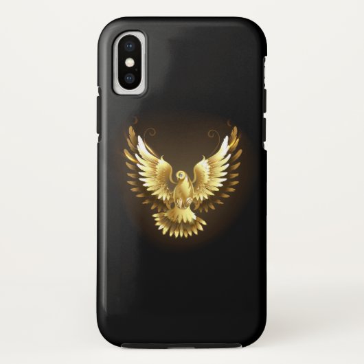 Faux Gold Foil Peace Dove op Zwart Case-Mate iPhone Case (Achterkant)