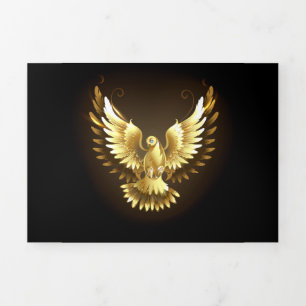 Faux Gold Foil Peace Dove op Zwart Drieluik Wenskaart