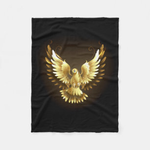 Faux Gold Foil Peace Dove op Zwart Fleece Deken