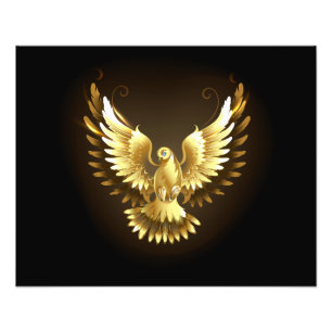 Faux Gold Foil Peace Dove op Zwart Foto Afdruk