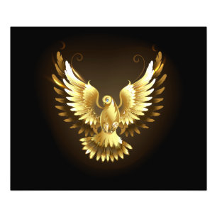 Faux Gold Foil Peace Dove op Zwart Foto Afdruk