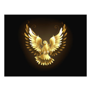 Faux Gold Foil Peace Dove op Zwart Foto Afdruk