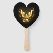 Faux Gold Foil Peace Dove op Zwart Handwaaier (Achterkant)