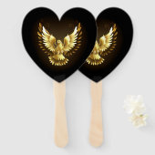 Faux Gold Foil Peace Dove op Zwart Handwaaier (Voorkant en achterkant)