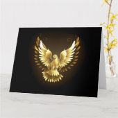 Faux Gold Foil Peace Dove op Zwart Kaart (Gele Bloem)