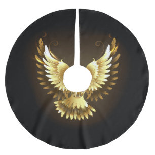 Faux Gold Foil Peace Dove op Zwart Kerstboom Rok