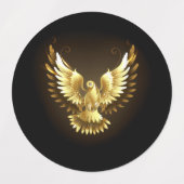 Faux Gold Foil Peace Dove op Zwart Labels (Design 2)
