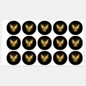 Faux Gold Foil Peace Dove op Zwart Labels (Vel)