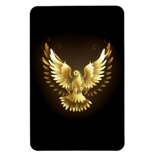 Faux Gold Foil Peace Dove op Zwart Magneet