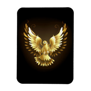 Faux Gold Foil Peace Dove op Zwart Magneet