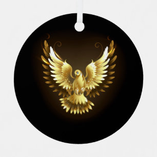 Faux Gold Foil Peace Dove op Zwart Metalen Ornament