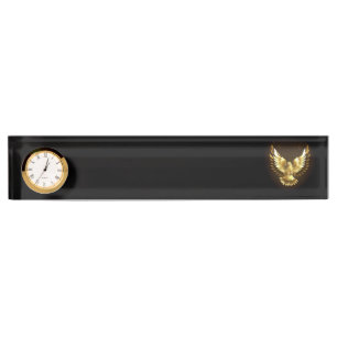 Faux Gold Foil Peace Dove op Zwart Naambordje