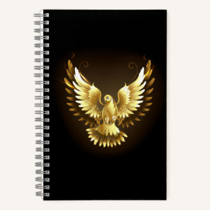 Faux Gold Foil Peace Dove op Zwart Notitieboek