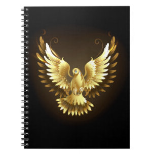 Faux Gold Foil Peace Dove op Zwart Notitieboek
