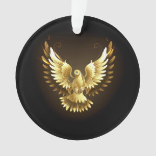 Faux Gold Foil Peace Dove op Zwart Ornament