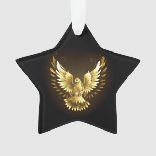 Faux Gold Foil Peace Dove op Zwart Ornament