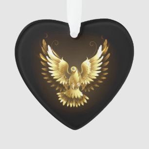 Faux Gold Foil Peace Dove op Zwart Ornament
