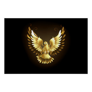 Faux Gold Foil Peace Dove op Zwart Perfect Poster