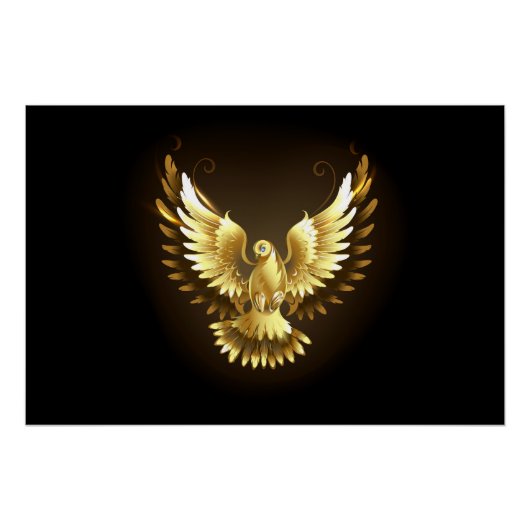 Faux Gold Foil Peace Dove op Zwart Perfect Poster (Voorkant)