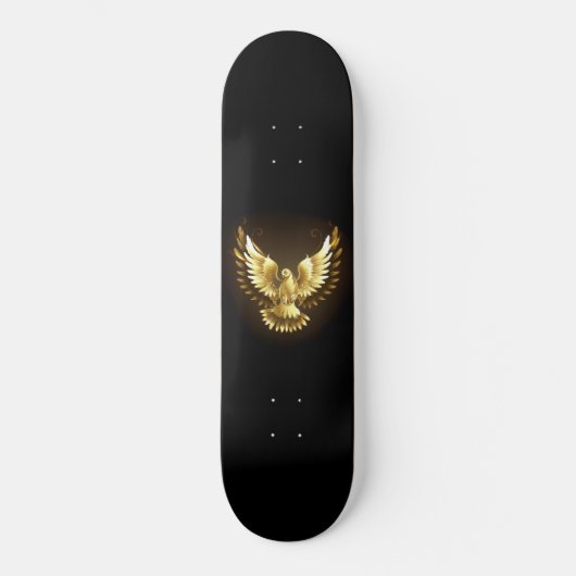 Faux Gold Foil Peace Dove op Zwart Persoonlijk Skateboard (Voorkant)