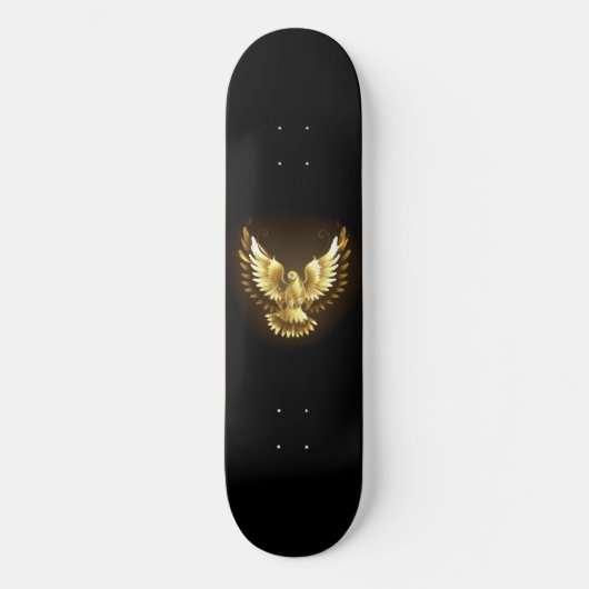 Faux Gold Foil Peace Dove op Zwart Persoonlijk Skateboard (Voorkant)