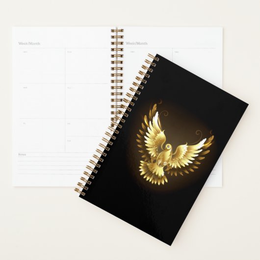 Faux Gold Foil Peace Dove op Zwart Planner (Display)