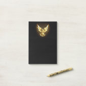 Faux Gold Foil Peace Dove op Zwart Post-it® Notes (Op bureau)