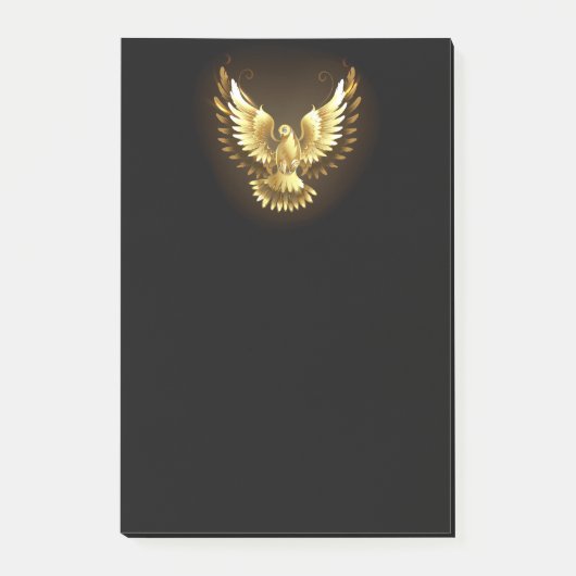 Faux Gold Foil Peace Dove op Zwart Post-it® Notes (Voorkant)
