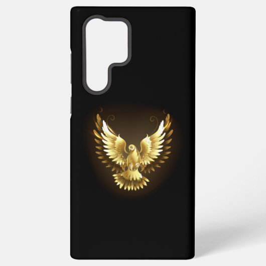 Faux Gold Foil Peace Dove op Zwart Samsung Galaxy Hoesje (Achterkant)