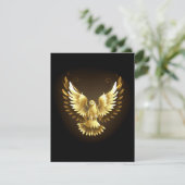 Faux Gold Foil Peace Dove op Zwart Save The Date (Staand voorkant)